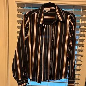 Evereve women’s Black Striped Button-Up Shirt